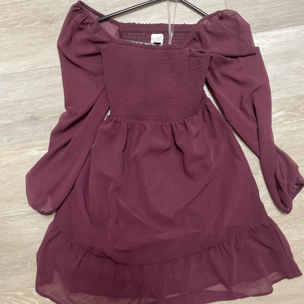 Burgundy Off-Shoulder Maternity Dress